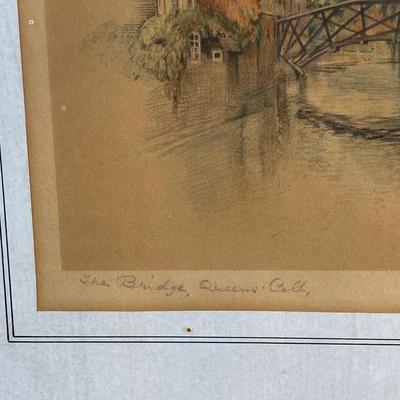 LOT 76: Vintage Copyright Stamped Framed Artwork - Shakespeare's Birthplace "Stratford on Avon", "The Bridge"...