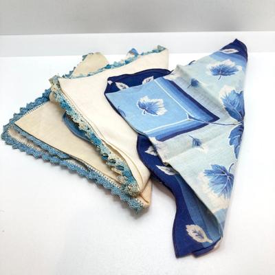 LOT 77: Slag Glass Miniature Cornucopia, Coney Island, N.Y. Souvenir Trinket Dish with Vintage Handkerchiefs
