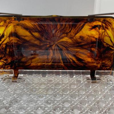 LOT 78: Vintage Tortoiseshell Lucite Purse / Box with Tray