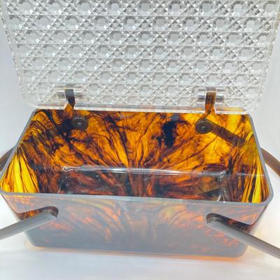 LOT 78: Vintage Tortoiseshell Lucite Purse / Box with Tray