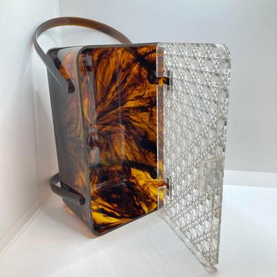 LOT 78: Vintage Tortoiseshell Lucite Purse / Box with Tray