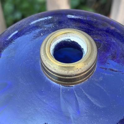 LOT 82: Beautiful Colbalt Blue Lamps on Marble Bases