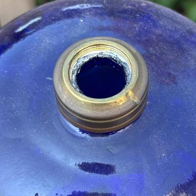 LOT 82: Beautiful Colbalt Blue Lamps on Marble Bases
