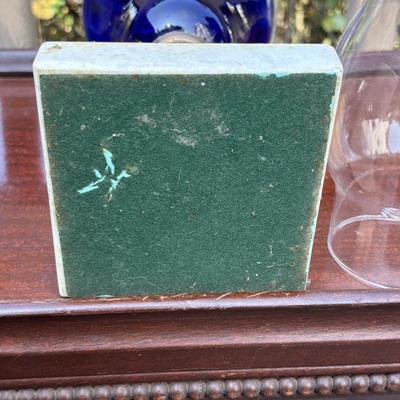 LOT 82: Beautiful Colbalt Blue Lamps on Marble Bases