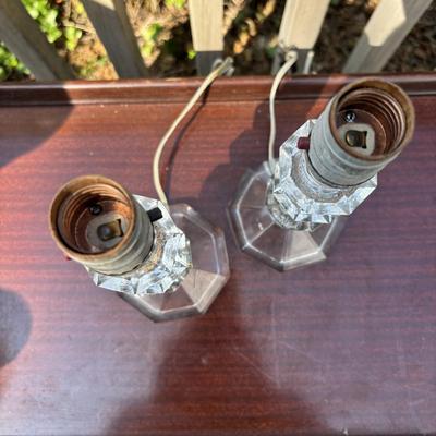 LOT 83: Vintage Crystal Boudoir Table Lamps. Antique Swivel Frames and a Crystal Vase