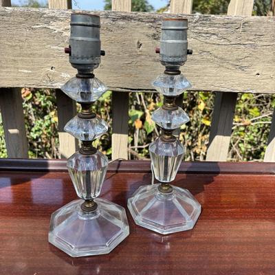 LOT 83: Vintage Crystal Boudoir Table Lamps. Antique Swivel Frames and a Crystal Vase
