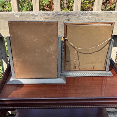 LOT 83: Vintage Crystal Boudoir Table Lamps. Antique Swivel Frames and a Crystal Vase