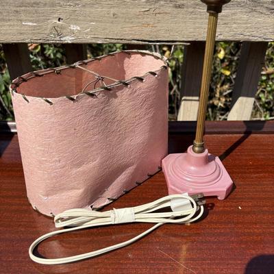 LOT 84: Vintage Amethyst Purple Lamp w/Marble Base, MCM Pick Lamp w/Shade & Vintage Ribbon Art