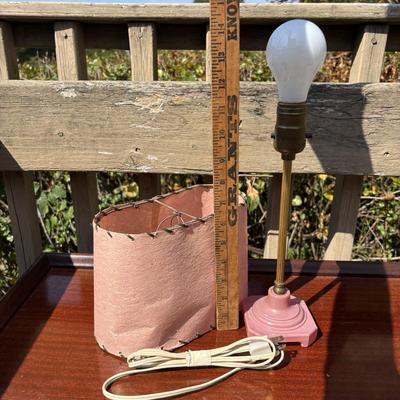 LOT 84: Vintage Amethyst Purple Lamp w/Marble Base, MCM Pick Lamp w/Shade & Vintage Ribbon Art
