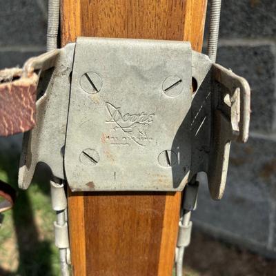 LOT 86: Vintage Wooden Skis w/Dovre Bindings and Bambo Ski Poles