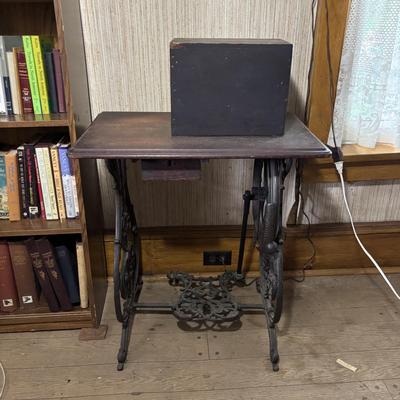 LOT 87: Vintage Wilcox & Gibbs Sewing Machine on Base.