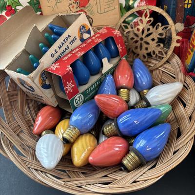 LOT 88: Vintage Christmas & More: Schober's, Germany Angel w/Candle, Vintage Mini Ornaments, Tapers & Glass Star Candle...