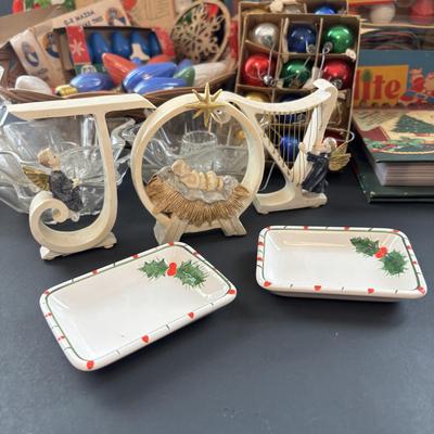 LOT 88: Vintage Christmas & More: Schober's, Germany Angel w/Candle, Vintage Mini Ornaments, Tapers & Glass Star Candle...