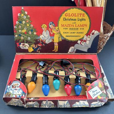 LOT 88: Vintage Christmas & More: Schober's, Germany Angel w/Candle, Vintage Mini Ornaments, Tapers & Glass Star Candle...