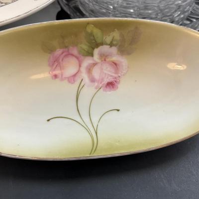 LOT 93: Floral China & Etched Crystal Collection: Mikori Ware, Barvaria & Others