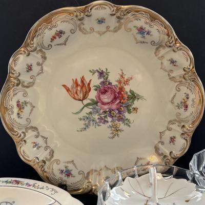 LOT 93: Floral China & Etched Crystal Collection: Mikori Ware, Barvaria & Others