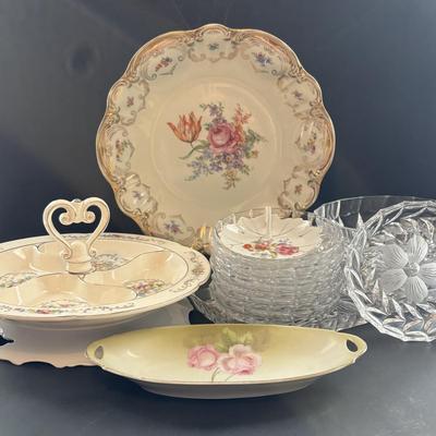 LOT 93: Floral China & Etched Crystal Collection: Mikori Ware, Barvaria & Others