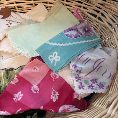 LOT 95: Vintage Tatting: Doily, Baby Hat & Booties, Embroidered Textile, Large Collection of Ladies Handkerchief's & More