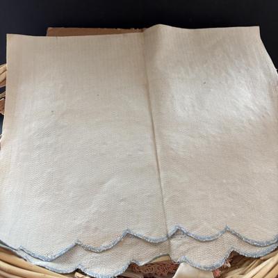 LOT 95: Vintage Tatting: Doily, Baby Hat & Booties, Embroidered Textile, Large Collection of Ladies Handkerchief's & More