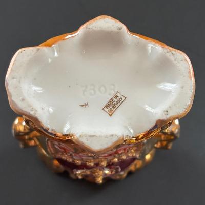 LOT 96: Made in Germany Collection: Oscar Schlegelmilch Porcelain Trinket Box, Carl Thielsch CT Dessert Dishes, Erphila Vases & More