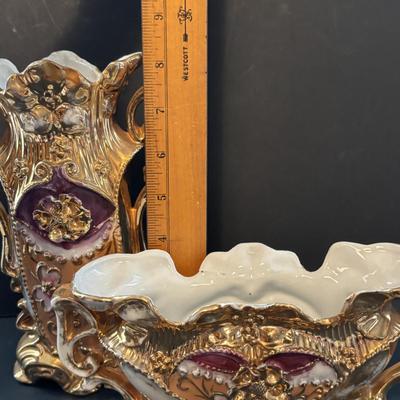 LOT 96: Made in Germany Collection: Oscar Schlegelmilch Porcelain Trinket Box, Carl Thielsch CT Dessert Dishes, Erphila Vases & More