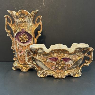 LOT 96: Made in Germany Collection: Oscar Schlegelmilch Porcelain Trinket Box, Carl Thielsch CT Dessert Dishes, Erphila Vases & More