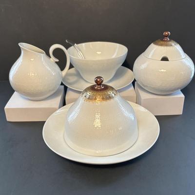 LOT 103: Vintage Rosenthal " Romance" Collection: Studio Line Cream & Sugar Set, Continental Cover Butter Dish & Gravy...