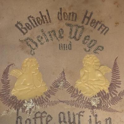 LOT 106: Religious Embroidery Collection: German Bible Verse & Psalm 23