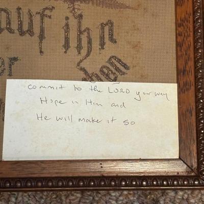 LOT 106: Religious Embroidery Collection: German Bible Verse & Psalm 23