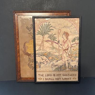 LOT 106: Religious Embroidery Collection: German Bible Verse & Psalm 23