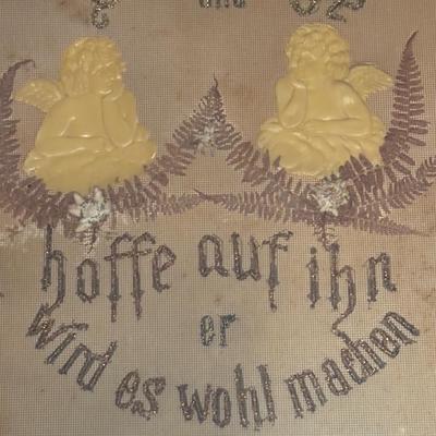 LOT 106: Religious Embroidery Collection: German Bible Verse & Psalm 23