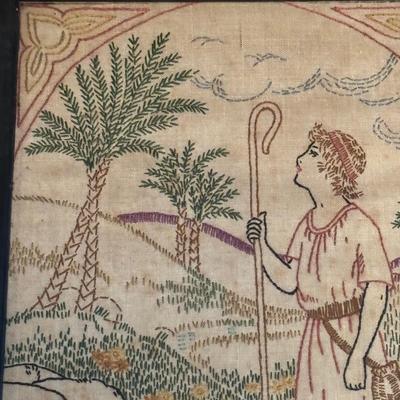 LOT 106: Religious Embroidery Collection: German Bible Verse & Psalm 23