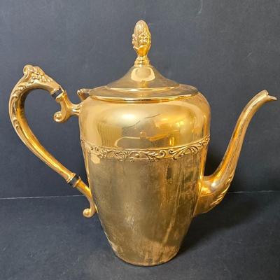 LOT 109: Vintage China Teapot, 24k Gold Plated Leman Butter Dish, Gold Tone Teapot, Sugar Bowl w/Creamer & More