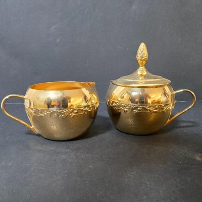 LOT 109: Vintage China Teapot, 24k Gold Plated Leman Butter Dish, Gold Tone Teapot, Sugar Bowl w/Creamer & More