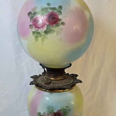 LOT 110: Floral Gone w/the Wind Parlor Lamp