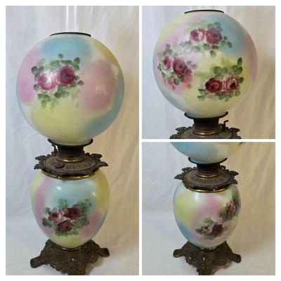 LOT 110: Floral Gone w/the Wind Parlor Lamp