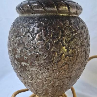 LOT 113: Two 26" Brass Table Lamps and 25" Stone Table Lamp