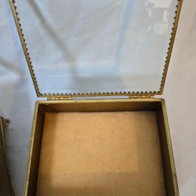 LOT 116: Set of Two Vintage Metal Jewelry Boxes, Capodimonte Bud Vase & More