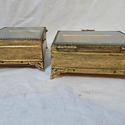 LOT 116: Set of Two Vintage Metal Jewelry Boxes, Capodimonte Bud Vase & More