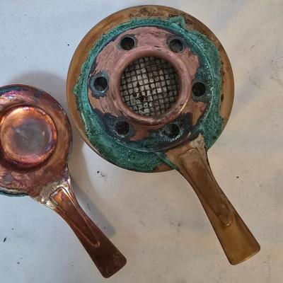 LOT 117: Vintage Copper Fondue Pot w/ Accessories, Cookbook and More