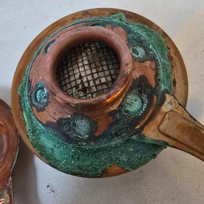LOT 117: Vintage Copper Fondue Pot w/ Accessories, Cookbook and More