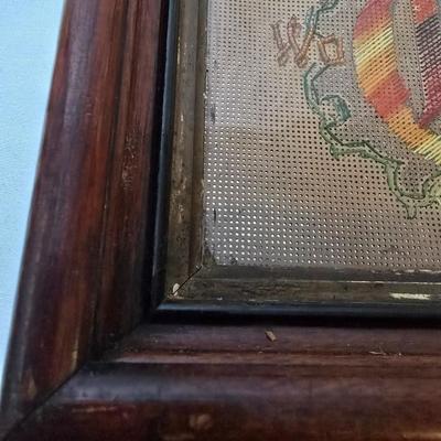 LOT 118: Vintage Framed Embroidery: German Needlework & The Lord Will Provide