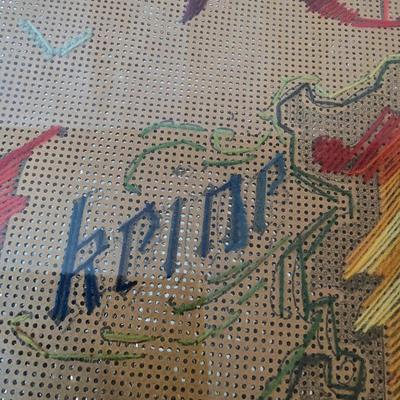 LOT 118: Vintage Framed Embroidery: German Needlework & The Lord Will Provide