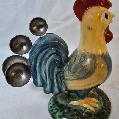 LOT 120: Rooster Themed Recipe Books and Cards with Ceramic Figurines and Wood Recipe Card Box