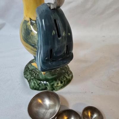LOT 120: Rooster Themed Recipe Books and Cards with Ceramic Figurines and Wood Recipe Card Box