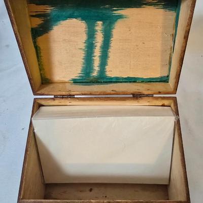 LOT 120: Rooster Themed Recipe Books and Cards with Ceramic Figurines and Wood Recipe Card Box