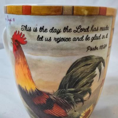 LOT 120: Rooster Themed Recipe Books and Cards with Ceramic Figurines and Wood Recipe Card Box
