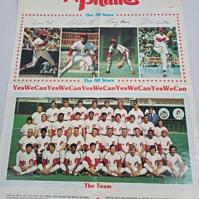 LOT 125: Vintage Phillies Yearbooks, Posters, Ticket Stubs with Pete Rose Newspaper Clipping and Baseball Book