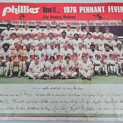 LOT 125: Vintage Phillies Yearbooks, Posters, Ticket Stubs with Pete Rose Newspaper Clipping and Baseball Book