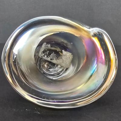 LOT 127: Vintage Alka Kaiser Porcelain Vase w/Embossed Design, Iridescent Shell Art Paperweight & Footed Seashell